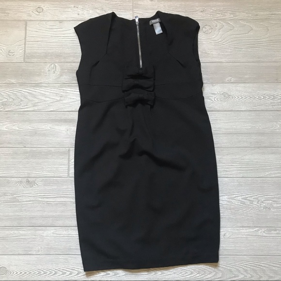 KENNETH COLE REACTION Cap Sleeve Black Dress with Exposed Zipper and Three Bows - Picture 6 of 10